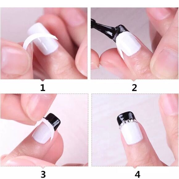 🆕2 Sheets / White French Manicure Nail Art Line Form Guide Stickers - Picture 2 of 4